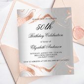 誕生日シルバーバラ金ゴールド大理石予算の招待 チラシ