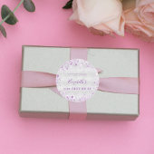 誕生日シルバーパープルグリッターダスト名日付 ラウンドシール