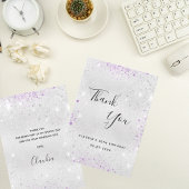 誕生日シルバーパープルグリッターダスト華 サンキューカード