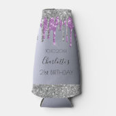 誕生日シルバーパープルグリッター乾燥 ボトルクーラー (正面)