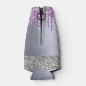 誕生日シルバーパープルグリッター乾燥 ボトルクーラー (裏面)