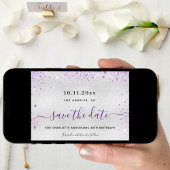 誕生日シルバーパープルグリッター日付を保存 セーブザデート