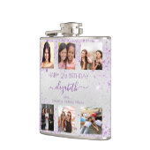 誕生日シルバーパープルフォトコラージュの友人 フラスク (左)