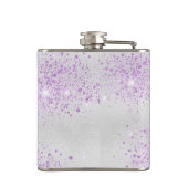 誕生日シルバーパープルフォトコラージュの友人 フラスク (裏面)