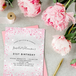 誕生日シルバーピンクグリッター予算 チラシ