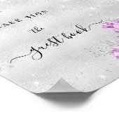 誕生日シルバーピンクバイオレットフローラゲストブックサイン ポスター (角)