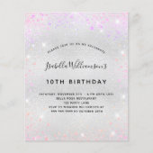 誕生日シルバーピンクパープルグリッター招待 (正面)