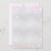 誕生日シルバーピンクパープルグリッター 招待状 (裏面)