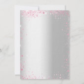 誕生日シルバーピンク花グリッター高級 招待状 (裏面)