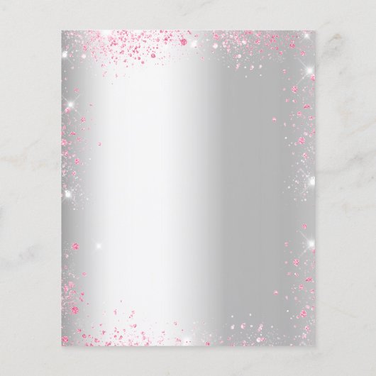誕生日シルバーピンク花模様グリッター チラシ (裏面)