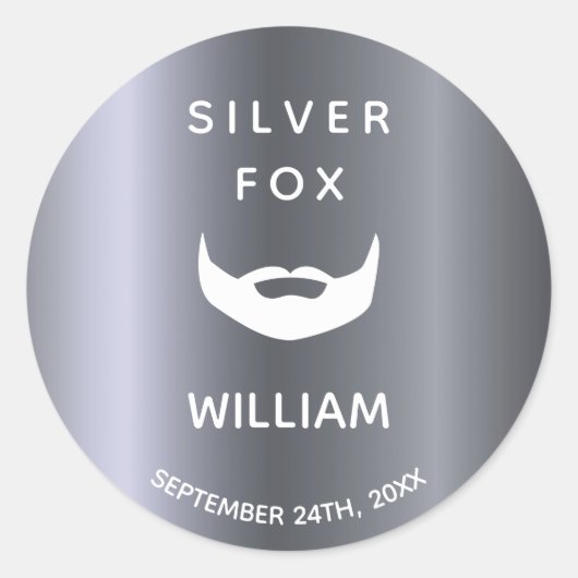 誕生日シルバーフォックスヒゲ男みんなグレートレンディー ラウンドシール (正面)