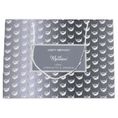 誕生日シルバーフォックスヒゲ男灰色モダン ラージペーパーバッグ (正面)