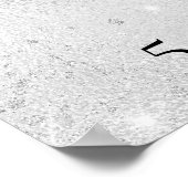 誕生日シルバーフォトグリッター花模様歓迎 ポスター (角)