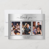 誕生日シルバーフォトスクリプトガイ男性 サンキューカード (正面)