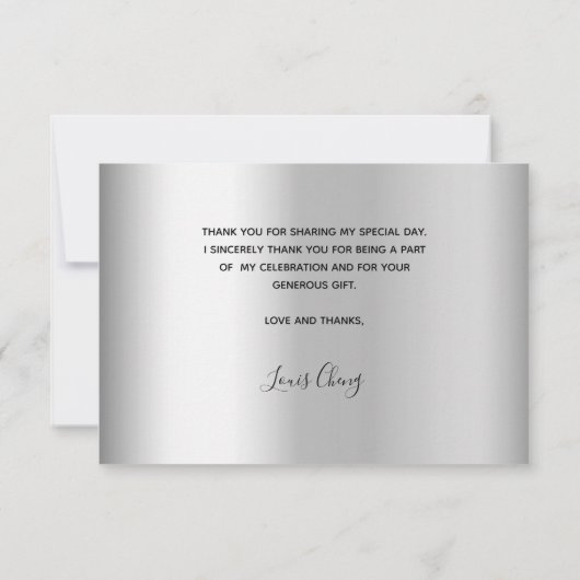 誕生日シルバーフォトスクリプトガイ男性 サンキューカード (裏面)