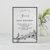 誕生日シルバーブラック音楽ノートmetalic 招待状 (スタンド正面)