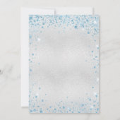 誕生日シルバーブルーグリッタースパークルエレガント 招待状 (裏面)