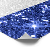 誕生日シルバーブルーグリッタードリップモノグラムウェルカム ポスター (角)