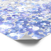 誕生日シルバーブルーグリッター名welcome ポスター (角)