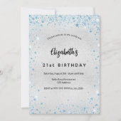 誕生日シルバーブルーグリッター 招待状 (正面)