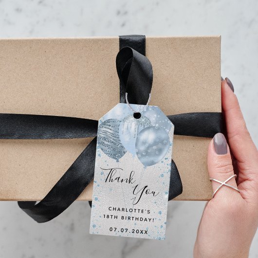 誕生日シルバーブルー感謝していバルーズ ギフトタグ