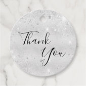 誕生日シルバーメタルグリッター感謝していユー フェイバータグ (正面)