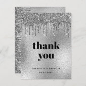 誕生日シルバーモダングリッター感謝していユー ポストカード (正面/裏面)