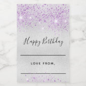 誕生日シルバーラベンダーグリッター自家製 フードラベル (シングルラベル)
