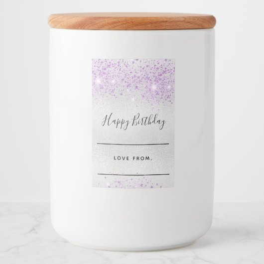 誕生日シルバーラベンダーグリッター自家製 フードラベル (正面)