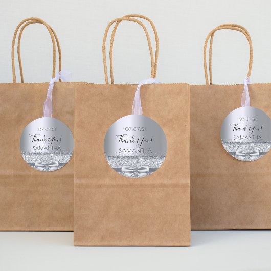 誕生日シルバーリボンありがとう ラウンドシール