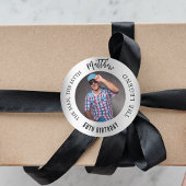 誕生日シルバー写真の男の伝説 ラウンドシール