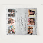 誕生日シルバー写真コラージュ ベストフレンド タペストリー (正面(横))