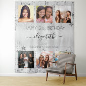 誕生日シルバー写真コラージュ ベストフレンド タペストリー (インサイチュ)