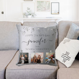 誕生日シルバー写真最高の友達 クッション