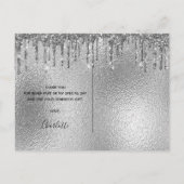 誕生日シルバー箔グリッターモダン感謝していユー ポストカード (裏面)