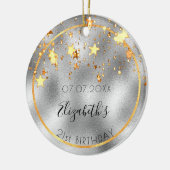 誕生日シルバー金ゴールド光沢のある星の友人 セラミックオーナメント (左)