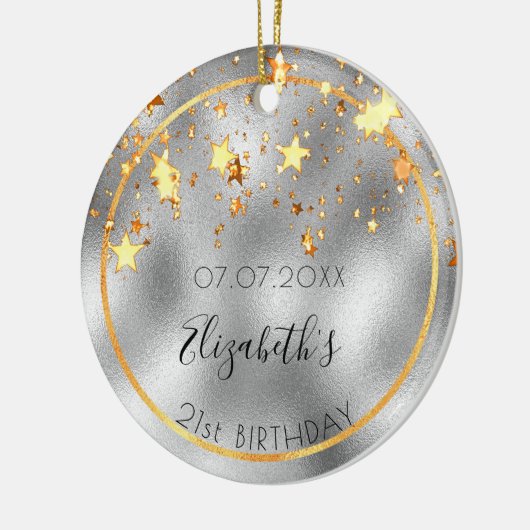 誕生日シルバー金ゴールド光沢のある星の友人 セラミックオーナメント (左)