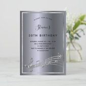 誕生日シルバー金ゴールド音楽ノートパーティー 招待状 (スタンド正面)