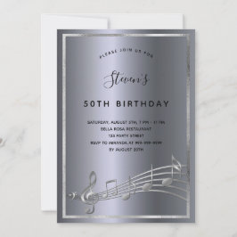 誕生日シルバー金ゴールド音楽ノートパーティー 招待状