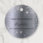 誕生日シルバー金属グリッターダストユー感謝していズ フェイバータグ (裏面)