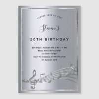 誕生日シルバー音楽ノート招待磁石