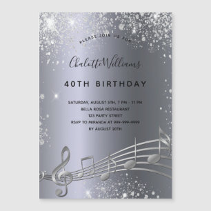誕生日シルバー音楽ノート招待磁石 マグネット招待状