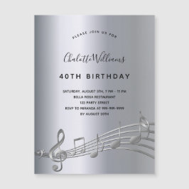 誕生日シルバー音楽ノート招待磁石 マグネット招待状