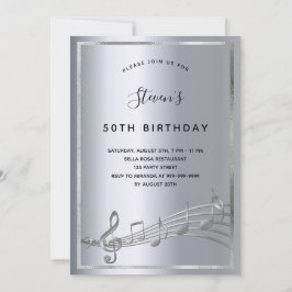 誕生日シルバー音楽ノート 招待状