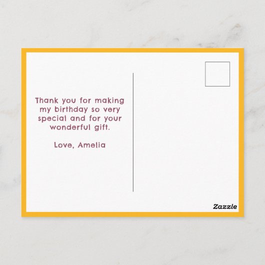 誕生日シンプルありがとうキッズフォト ポストカード (裏面)