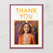 誕生日シンプルありがとうキッズフォト ポストカード (正面)