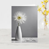 誕生日シンプルの花瓶の白花 カード (黄色い花)