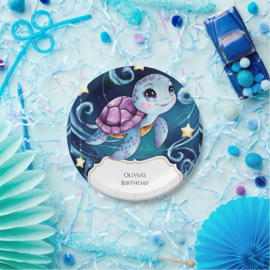 誕生日シンプルザシーボホータートルホテル ペーパープレート (パーティー)