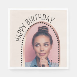 誕生日シンプルシックAny Ageバラ金ゴールドアーチ写真 スタンダードランチョンナプキン
