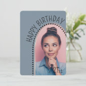 誕生日シンプルシックAny Ageバラ金ゴールドアーチ写真 招待状 (スタンド正面)